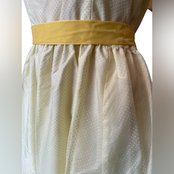 Vintage 70s Yellow Raised Dot Cottagecore Prairie Ruffle Formal Party Maxi Dress - Picture 3 of 6